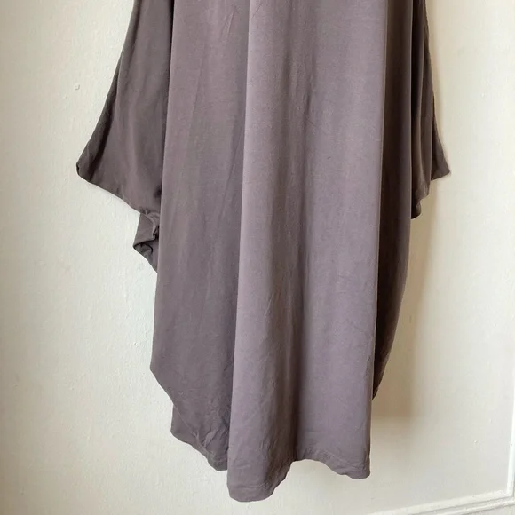 Kedem Sasson Taupe Grey Long Maxi Dress Stretch Jersey Short Sleeve One Size - Picture 10 of 16